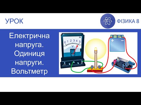 Видео: Фізика 8. Урок - Електрична напруга. Одиниця напруги. Вольтметр. Презентація для 8 класу