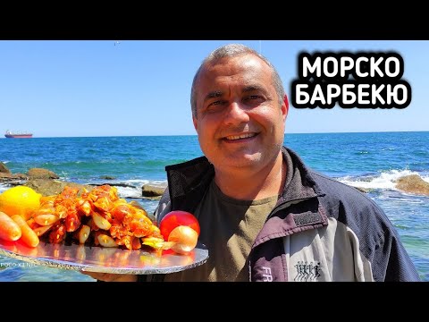 Видео: ШИШЧЕТА ОТ МАРИНОВАНО СВИНСКО МЕСО С ЛУК ПЕЧЕНИ НА БАРБЕКЮ И ДЪРВЕНИ ВЪГЛИЩА КРАЙ МОРЕТО И ПЛАЖА!!!