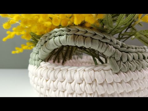 Видео: Вязаная корзина с ручками