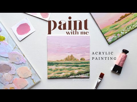 Видео: Мечтательный деревенский пейзаж на небольшом холсте 🌸🌾 Урок по акриловой живописи