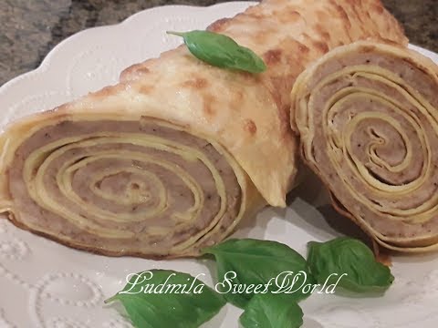 Видео: Блинный рулет с курицей ВКУСНЕЕ ЧЕБУРЕКОВ!!!. Как его приготовить просто,  быстро и вкусно.