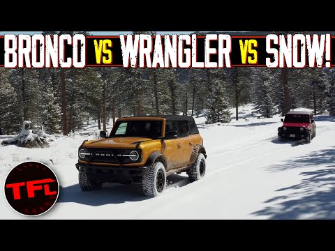 Видео: Несчастный случай: сложно сравнивать Wrangler и Bronco в снегу, когда они ОБА застряли!