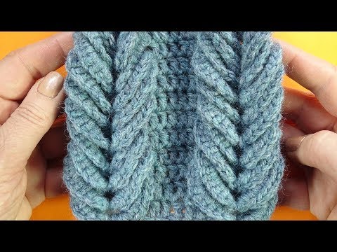 Видео: Супер узор для снуда   Объемная коса крючком Crochet stitch  118