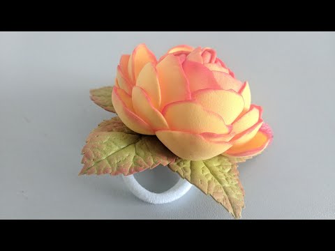 Видео: Осенний цветок на резинке. Фоамиран 1 мм.