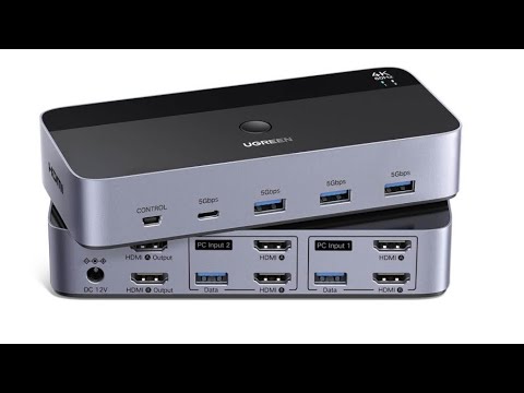 Видео: KVM Switch HDMI+USB 3.0 с двумя дисплеями, 2 входа, 2 выхода, 4K@60Hz AK500 (55455) #UGREEN
