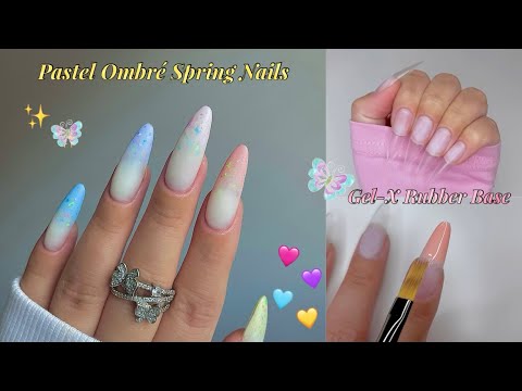 Видео: Весенние ногти Gel X Pastel Ombré ✨ | Урок по каучуковой основе и омбре для начинающих