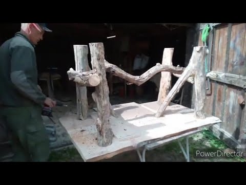 Видео: Стол из дерева  в рустикальном стиле.лесная мебель.корнепластика