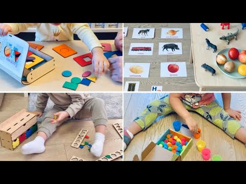 Видео: Монтессори Дома: Пособия для детей 1-3 лет. Обзор 10 пособий