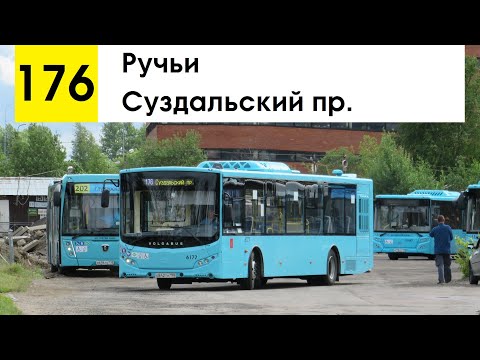 Видео: Автобус 176 "Ручьи - Суздальский пр." (старая трасса)