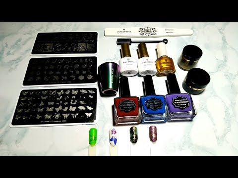 Видео: Born Pretty. Кошачий глаз, стемпинг, акриловая пудра.