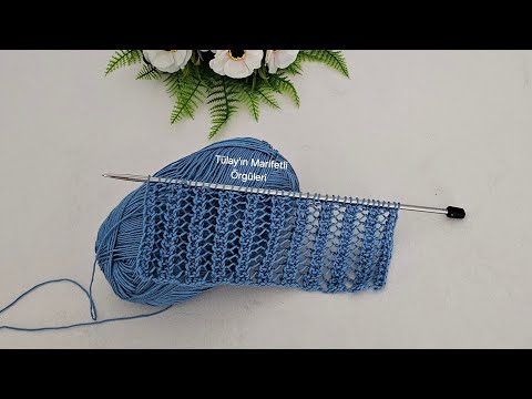 Видео: Легкий ажурный узор спицами из одного ряда мерсеризованной нитью 🎉