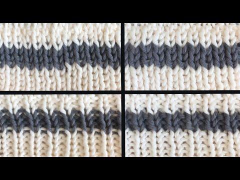 Видео: Аккуратные ПОЛОСКИ для ребра 1х1 по кругу - без изломов и пунктирных линий.