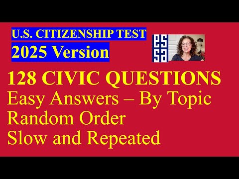 Видео: НОВЫЙ тест на гражданство США 2025 года – 128 вопросов и ответов по основам гражданства – Медленн...