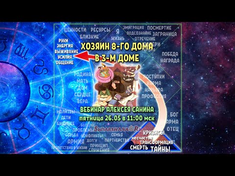 Видео: Хозяин 8-го дома в 3-м доме - вебинар Алексея Санина