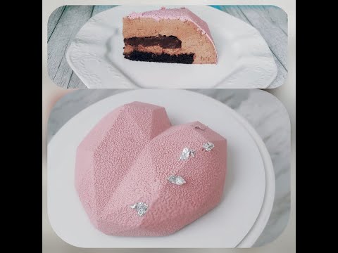 Видео: Шоколадный муссовый торт в силиконовой форме гранённое сердце + покрытие шоколадным велюром