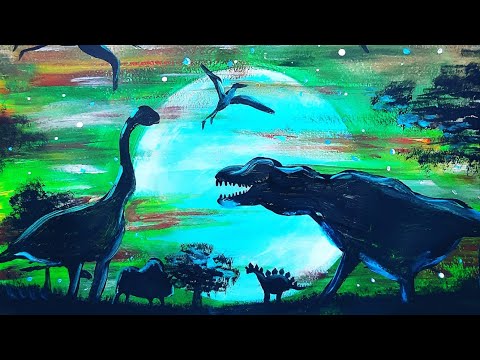 Видео: ЭРА ДИНОЗАВРОВ |Пошаговое рисование красками для детей🎨