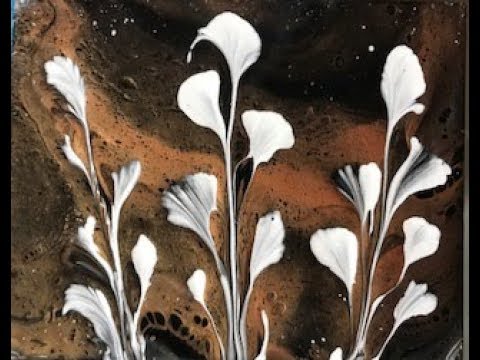 Видео: (80) Удивительная заливка акриловой краски с помощью ниточки.