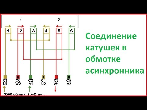 Видео: Как соединить катушки в обмотке асинхронного электродвигателя