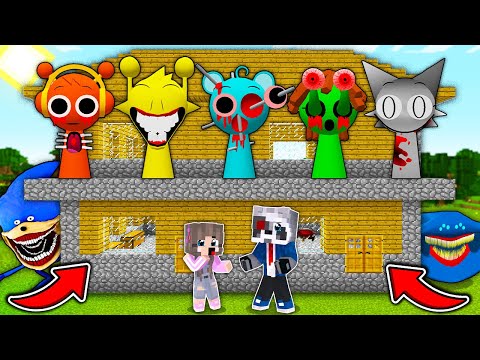 Видео: СПРУНКИ ЖИВУТ НАД ДОМОМ НУБ И ПРО В МАЙНКРАФТ Фильм Ракун и Дочка Incredibox Sprunki