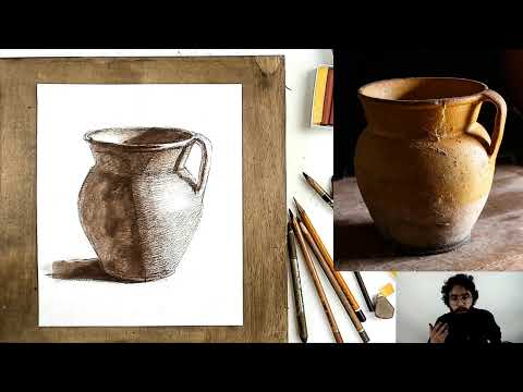 Видео: Стрим по графике «Сепия» | Как нарисовать глиняный кувшин