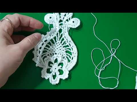 Видео: Мотив Амфора крючком.(вывязывание 8 зубчиков).Ирландское кружево.