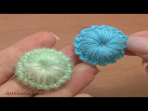 Видео: Вязаная крючком объемная круглая пуговица