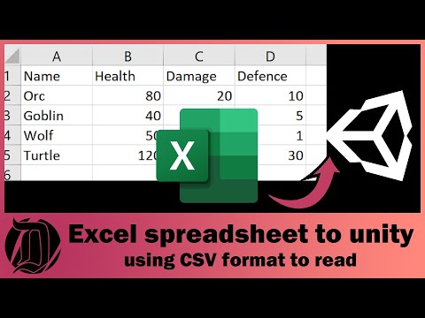 Видео: Импорт таблиц Excel в Unity с использованием формата CSV для чтения, простое руководство