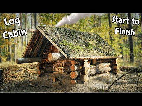 Видео: MY COZY LOG СABIN - 4 months of building in 40 minutes from Start to Finish