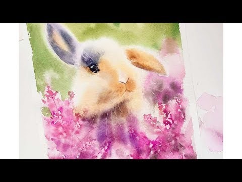 Видео: Акварельный кролик и цветущая весна.