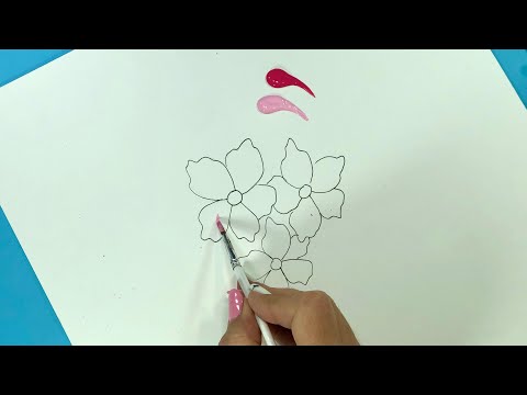 Видео: Всего двумя красками и кистью вы нарисуете красивые цветы.
