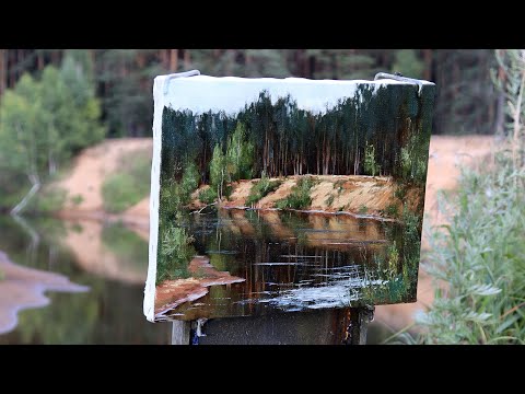 Видео: Этюд маслом.  Речка Дубна #41