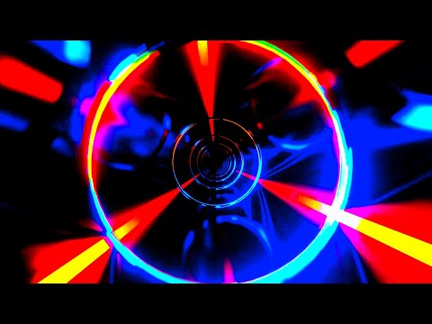 Видео: 🔷 4K Заставка – Неоновый Тоннель Синего, Красного и Жёлтого Цвета | Футуристичный VJ Луп (Без Звука)
