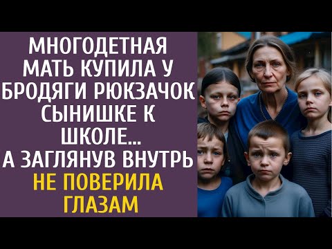 Видео: Многодетная мать купила у бродяги рюкзачок сынишке к школе… А заглянув внутрь, не поверила глазам