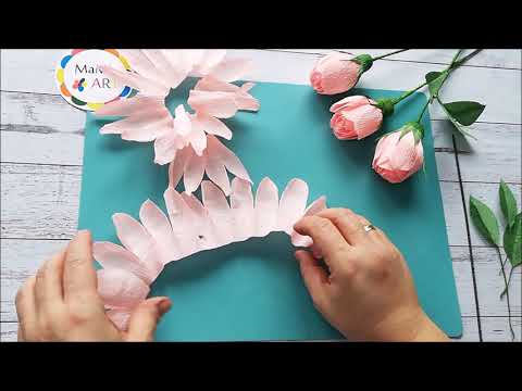 Видео: Pоза - простой и быстрый способ сделать красивую розу | EASY CREPE PAPER FLOWER