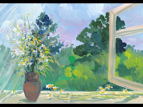 Видео: Букет ромашек на окне. Презентация курса декоративного пейзажа