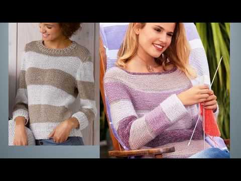 Видео: Модная полоска в вязаных изделиях.   Вязание