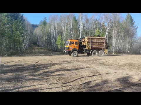 Видео: Погрузка лесовоза, гидроманипулятор kesla