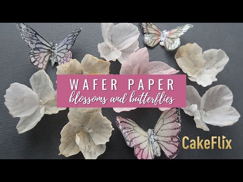 Видео: Как сделать цветы и бабочек из вафельной бумаги | CakeFlix