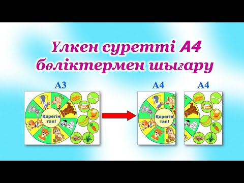 Видео: Суретті А4 бөліктерге бөліп шығару. Көрнекілік жасау.