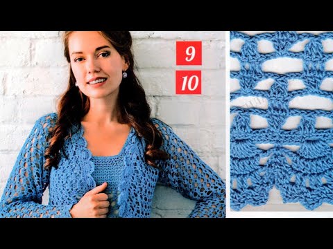 Видео: Ажурный узор. Простой узор крючком. Вязание крючком. Вязание спицами. Схемы. Ажурный узор крючком.