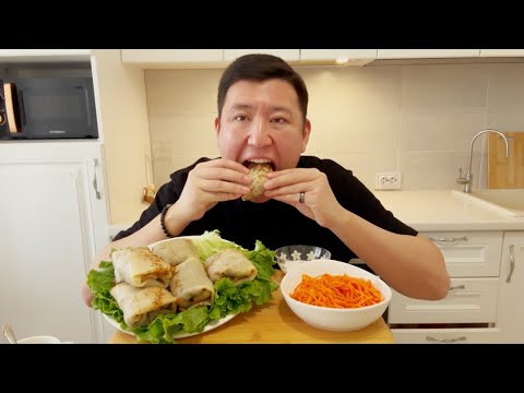 Видео: МУКБАНГ БЛИНЫ С МЯСОМ 🥞 КОРЕЙСКАЯ МОРКОВКА Mukbang не асмр