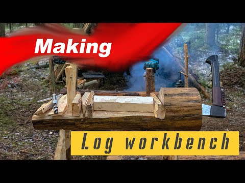 Видео: DIY верстак из бревна | Поворотный подвес | Бушкрафт | ПВД | Лесной лагерь