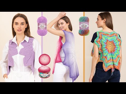Видео: Alize Cotton Gold ile Yıldız Yelek • Star-Shaped Vest • ЖИЛЕТ ЗВЕЗДА
