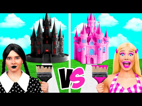 Видео: Уэнсдей Против Барби Домики Одного Цвета Челлендж | Смешные Моменты от BaRaDa Gold Challenge
