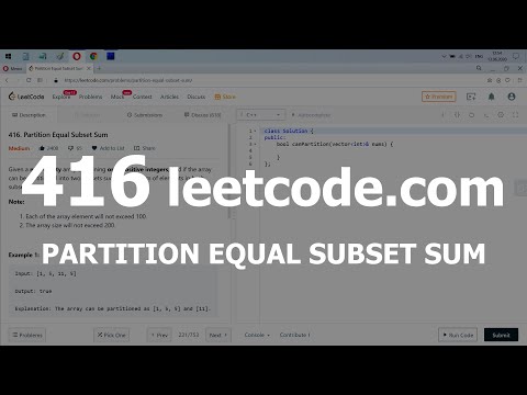 Видео: Разбор задачи 416 leetcode.com Partition Equal Subset Sum. Решение на C++ и Java