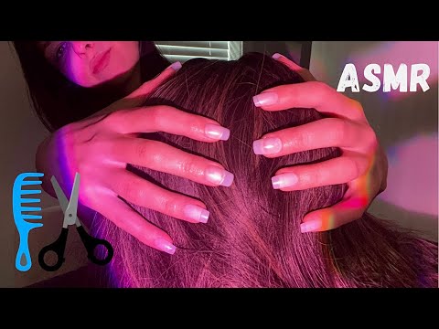 Видео: АСМР ПАРИКМАХЕР 💇🏼‍♀️ / Стрижка ✂️/ Массаж головы / Мытье волос / Близкий шепот / asmr hair wash