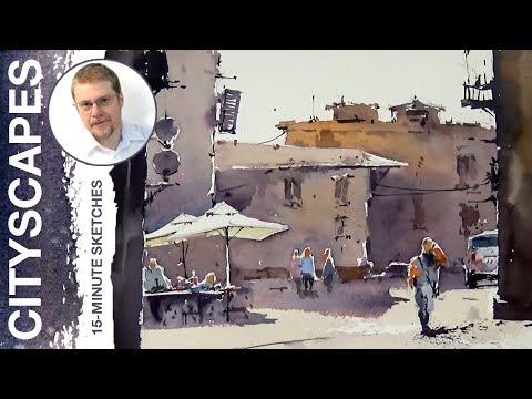 Видео: #92 Улица без неба (Урок по созданию городского пейзажа акварелью)