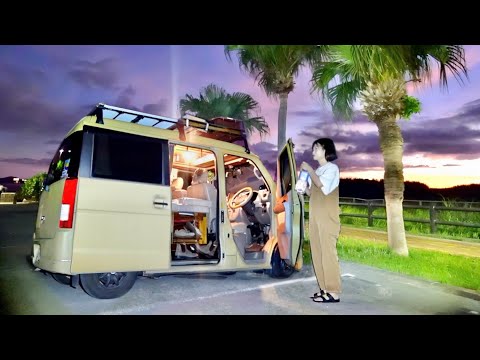 Видео: Летняя ночёвка в машине на самом южном острове Японии.