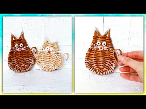 Видео: Котик-магнит из газетных трубочек