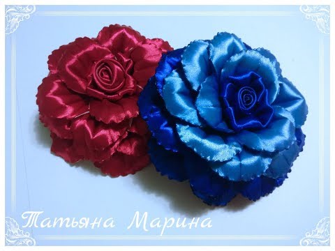 Видео: МК Необычная объемная роза из атласной ленты 12.5 см/volumetric rose/rosa volumétrico